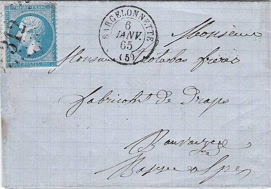 Courrier de 1865